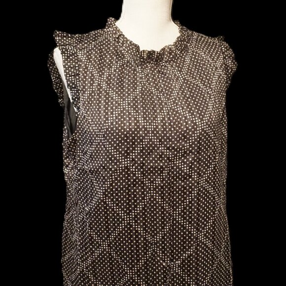 J. Crew Black with White Polka-Dot Sleeveless Blouse Women’s Medium - Picture 2 of 11